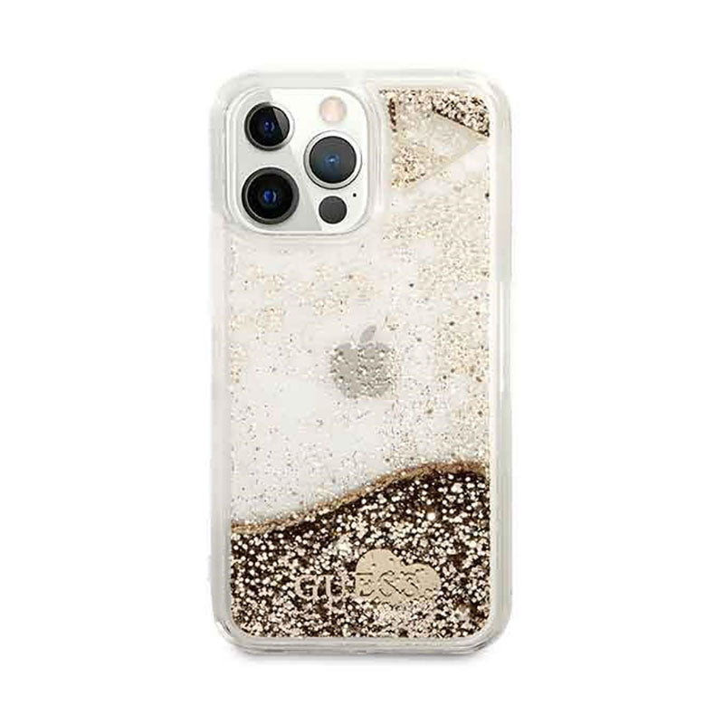 Guess Liquid Glitter Charms - hoesje voor iPhone 14 Pro (goud)