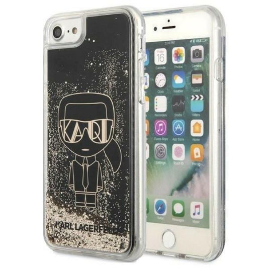 Karl Lagerfeld Liquid Glitter Gatsby - hoesje voor iPhone SE 2022 / SE 2020 / 8 / 7 (zwart)