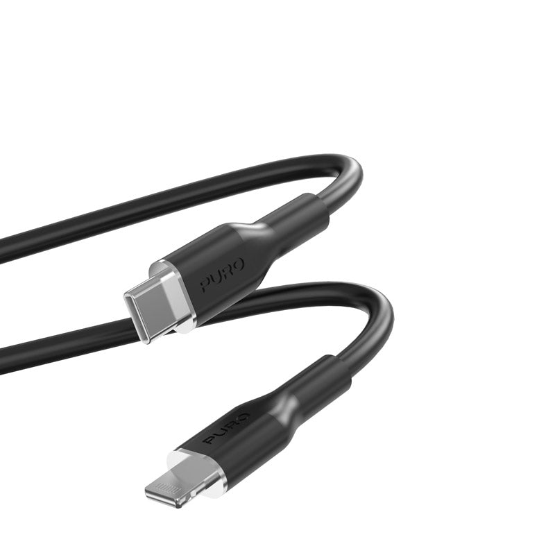 PURO ICON Soft Cable - USB-C-zu-Lightning-Kabel MFi 1,5 m (Schwarz)