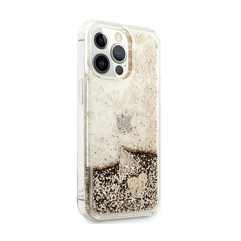 Guess Liquid Glitter Charms - hoesje voor iPhone 14 Pro (goud)