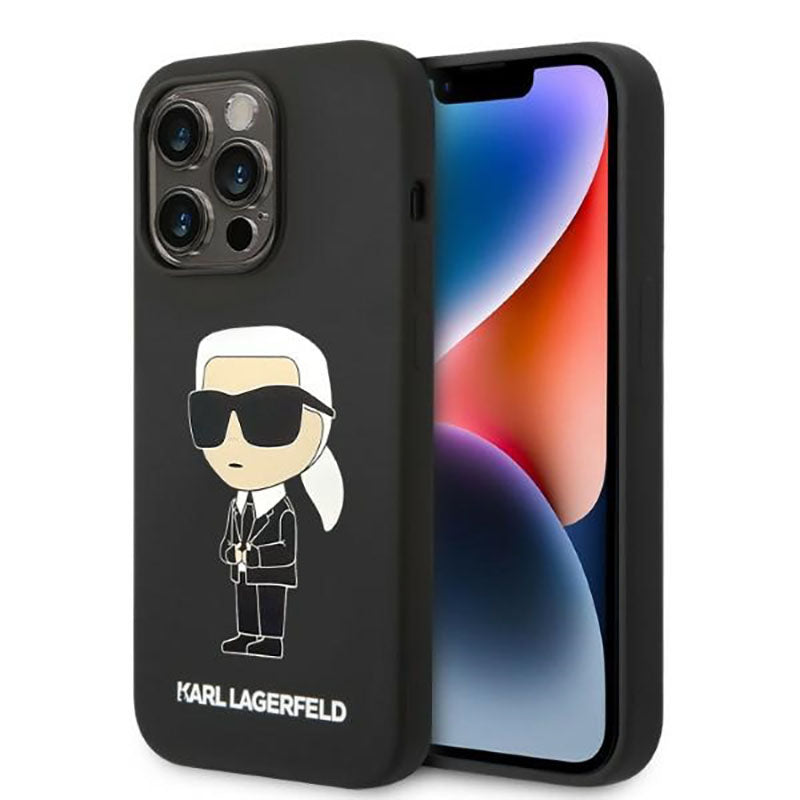 Karl Lagerfeld Silikon NFT Ikonik MagSafe - Hülle für iPhone 14 Pro (Schwarz)