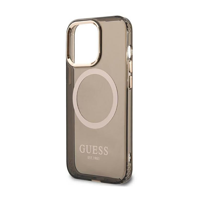 Guess Gold Outline Translucent MagSafe - Hülle für iPhone 13 Pro Max (Schwarz)