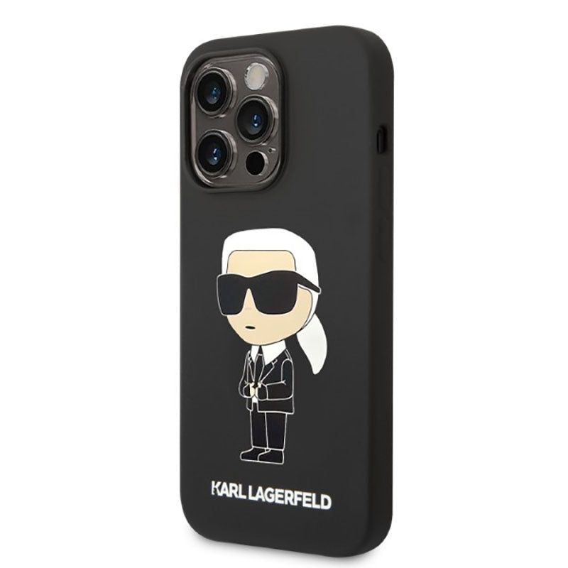 Karl Lagerfeld Silikon NFT Ikonik MagSafe - Hülle für iPhone 14 Pro (Schwarz)