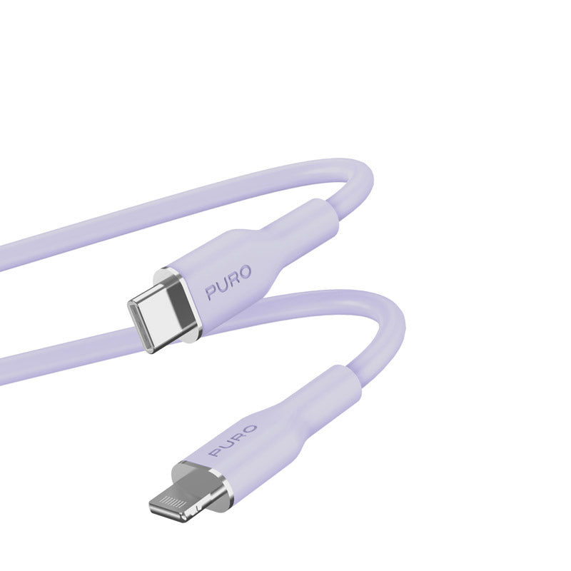 PURO ICON Soft Cable - USB-C-zu-Lightning-Kabel MFi 1,5 m (Tech Lavender)