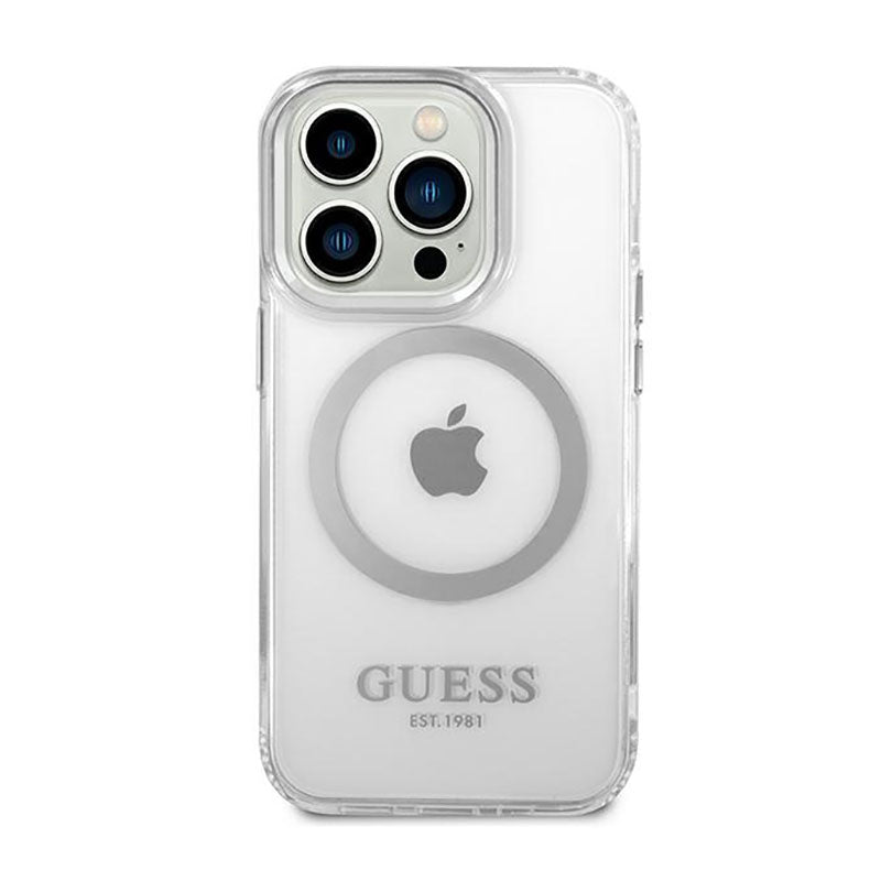 Guess Metal Outline MagSafe - hoesje voor iPhone 14 Pro (doorzichtig)