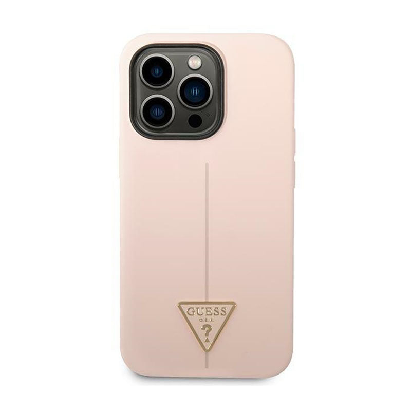 Guess Silikon Dreieck Logo - Hülle für iPhone 14 Pro Max (Rosa)