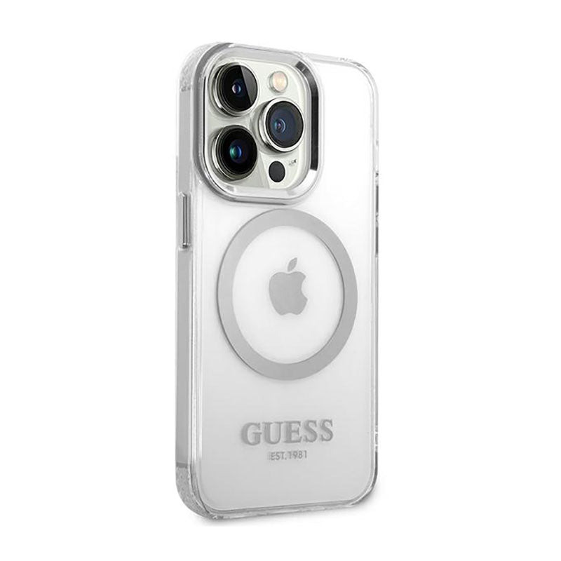 Guess Metal Outline MagSafe - hoesje voor iPhone 14 Pro (doorzichtig)