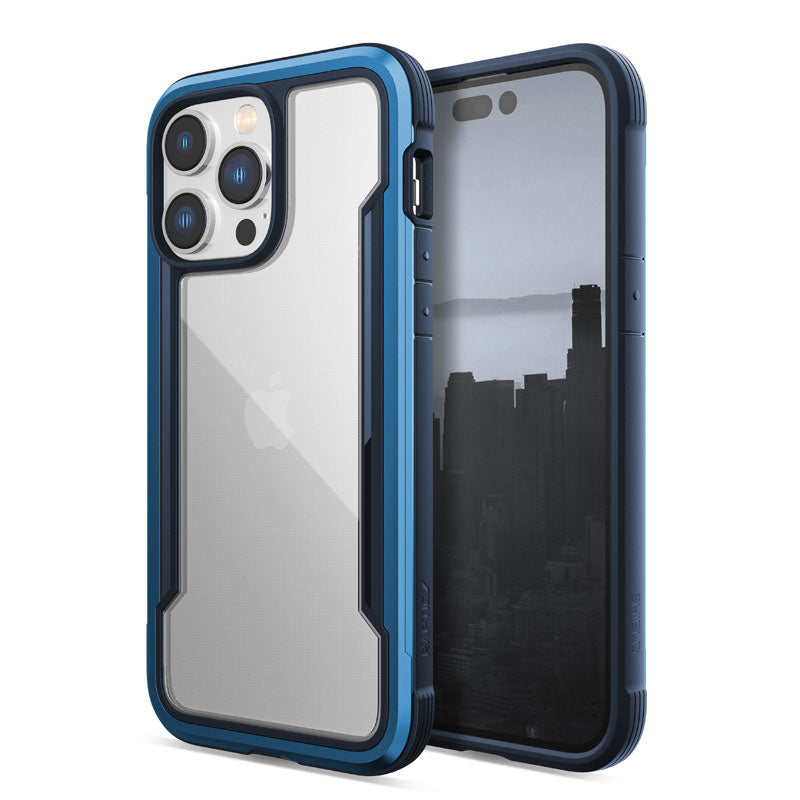 X-Doria Raptic Shield – Aluminiumgehäuse für iPhone 14 Pro Max (sturzgetestet aus 3 m Höhe) (Marineblau)