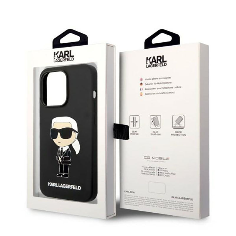 Karl Lagerfeld Silikon NFT Ikonik MagSafe - Hülle für iPhone 14 Pro (Schwarz)